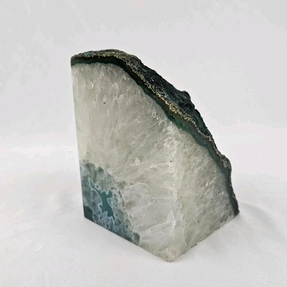 Green Geode Stone Candle Holder Polished Agate Large Candlestick